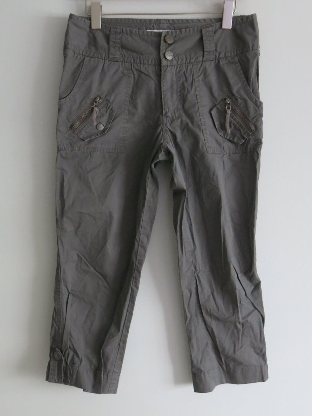 Nevada Women's Gray 100% Cotton Crop Capri Cargo Pants Y2K - Size 6